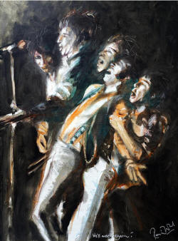 ronnie wood Original Oil on Canvas Five Guys Walk Into a Bar 2005