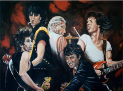 ronnie wood Original Oil on Canvas Stone in Sepia 1991